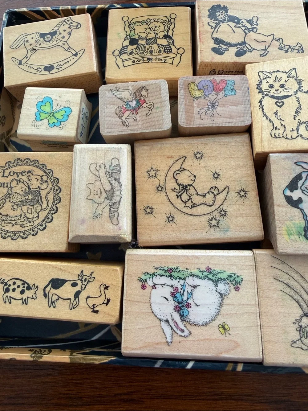 Vintage Craft Rubber Stamp Lot of 14 Wood Block